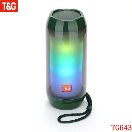 Колонка Бумбокс TG643 TF/AUX/Radio/USB/bluetooth зеленый LED подсветка