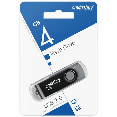 Флешка USB SmartBuy 4GB Twist USB 2.0, черный