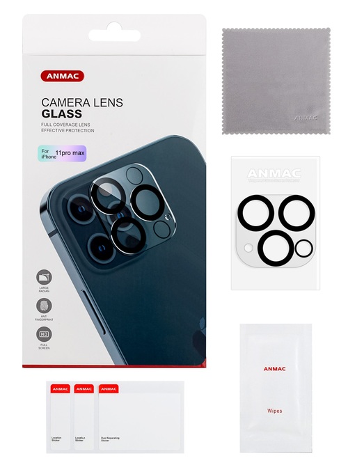 Защитное стекло для камеры Apple iPhone 11 Pro/11 Pro Max плоское прозрачное Anmac