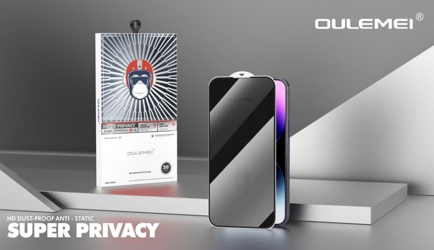 Защитное стекло Apple iPhone 12/12 Pro черный 3D антишпион OULEMEI