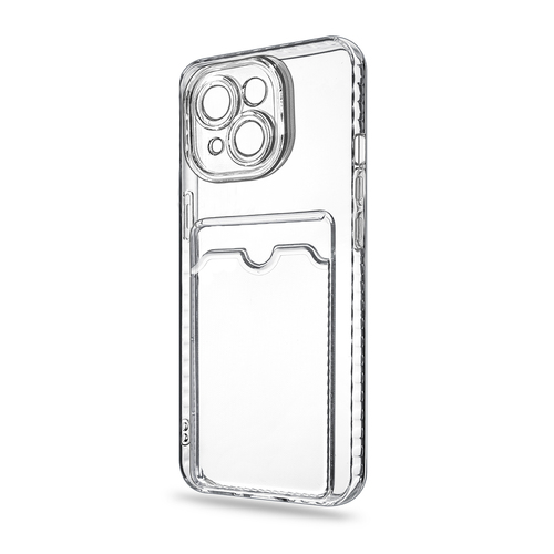 Накладка Apple iPhone 15 прозрачный с защитой камеры силикон С кардхолдером