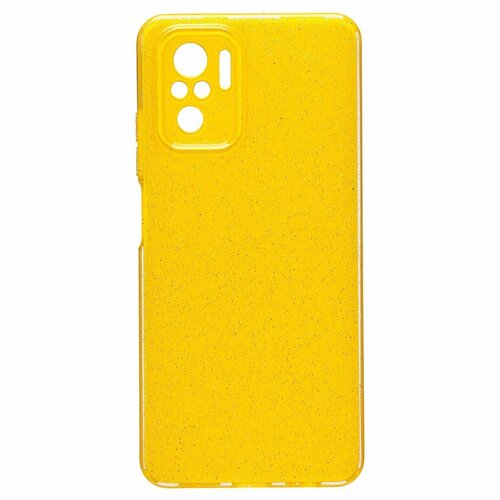 Накладка Xiaomi Redmi Note 12 4G желтый с защитой камеры силикон+пластик Блестки