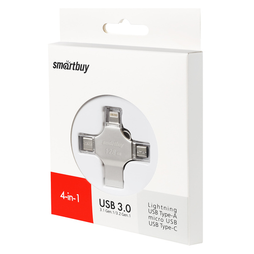 Флешка USB SmartBuy 128GB Quad Lightning/Type-C/microUSB/USB3.1