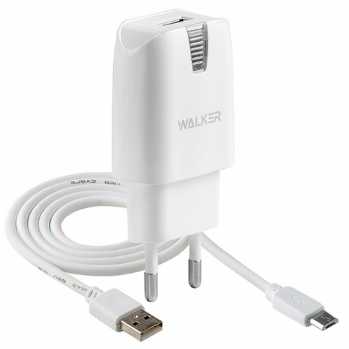 Сетевое зарядное устройство Walker WH-11 1USB белый Micro USB 1A