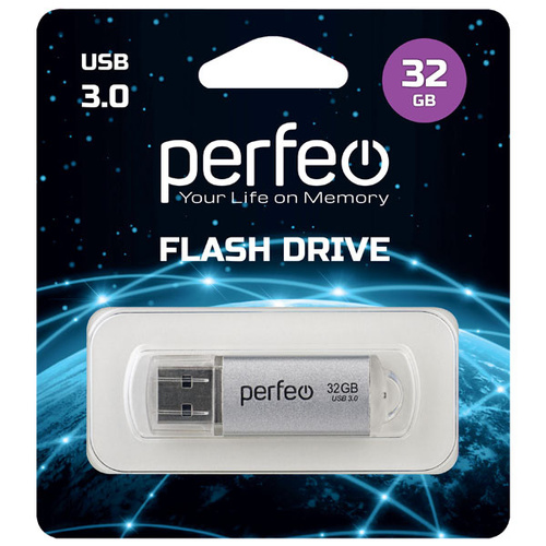 Флешка USB Perfeo 16GB C14 USB 3.0 серебро