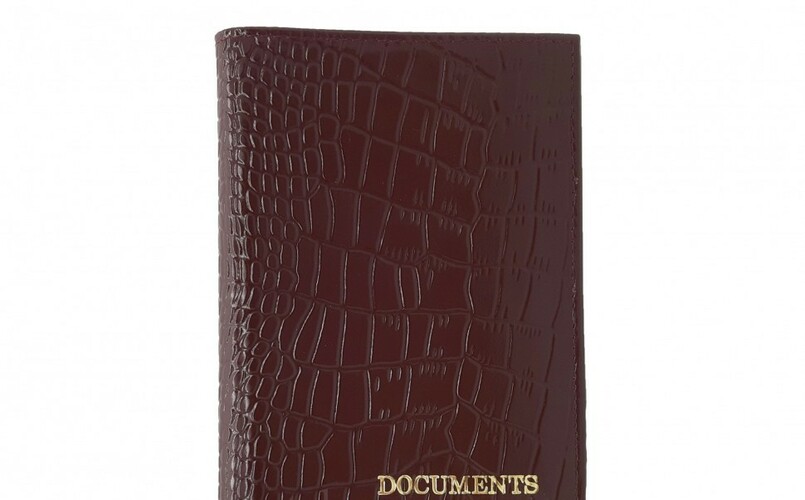 Обложка для автодокументов и паспорта крокодил темно-коричневый Barez