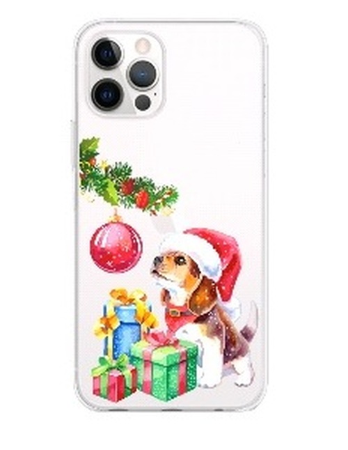 Накладка Apple iPhone 12/12 Pro прозрачный силикон Gresso Животные Собаки Песик с новогодними подарками