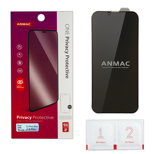 Защитное стекло Apple iPhone 13 Pro Max/14 Plus черный 6D антишпион Anmac