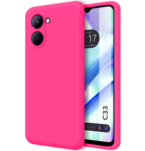 Накладка Realme C33 ярко-розовый Silicone Case Full без лого