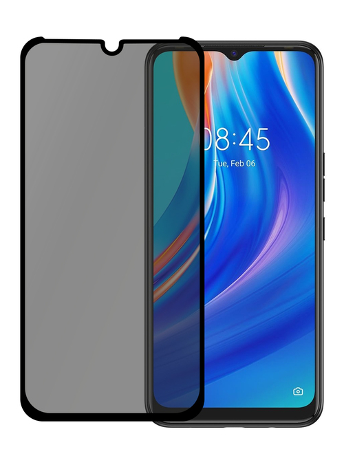 Защитное стекло Tecno Spark 7 черный FullGlue антишпион PERO - 2