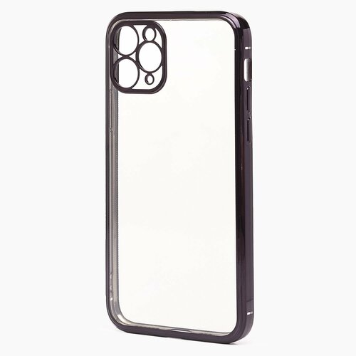 Накладка Apple iPhone XR прозрачный бампер черный силикон с металлическим ободком и защитой камеры 6D