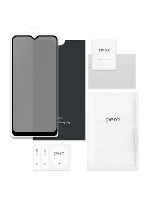 Защитное стекло Realme C20/C21/C11(2021)/C25/C25s/C30/C30s/C31/C33/C35 черный FullGlue антишпион PERO - 3