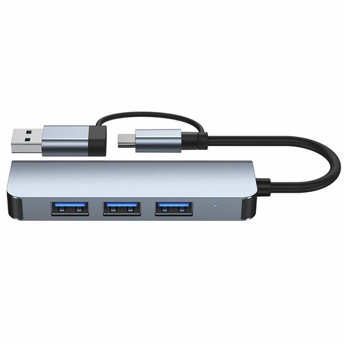 USB разветвитель Mivo MH-4011 4 порта, USB 3.0 TYPE-C + USB переходник, металл - 2
