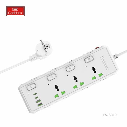 Сетевой фильтр Earldom ES-SC10 2 м 3 розетки + 2 USB + 2 TYPE-C 3000W