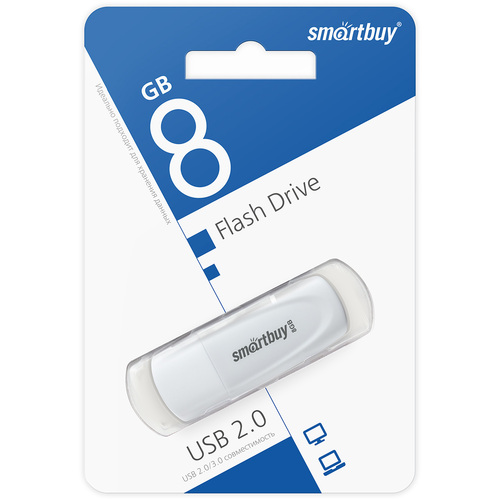 Флешка USB SmartBuy 8GB Scout USB 2.0, белый