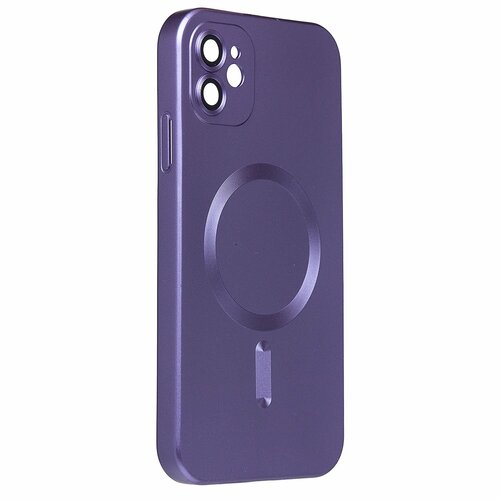 Накладка Apple iPhone 11 пурпурный матовый со стеклами на камере силикон SafeMag - 3