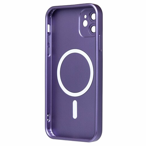 Накладка Apple iPhone 11 пурпурный матовый со стеклами на камере силикон SafeMag - 4