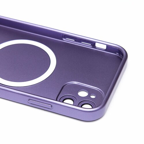 Накладка Apple iPhone 11 пурпурный матовый со стеклами на камере силикон SafeMag - 8