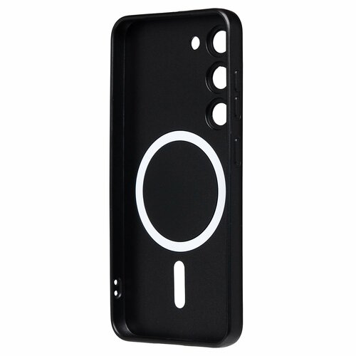 Накладка Samsung S23 черный матовый со стеклами на камере силикон SafeMag - 4