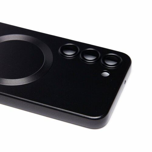 Накладка Samsung S23 черный матовый со стеклами на камере силикон SafeMag - 5