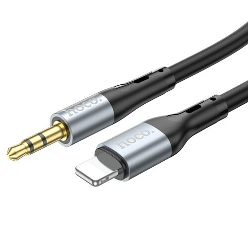 Переходник 8 pin Lightning - Jack 3.5(п) Hoco UPA22 черный пищевой силикон 1 м.