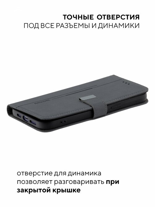 Чехол-книжка Samsung A32 4G серый горизонтальный с магнитом Kruche Flip Classic - 3