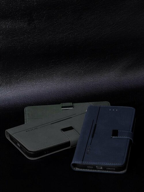 Чехол-книжка Samsung A32 4G серый горизонтальный с магнитом Kruche Flip Classic - 10