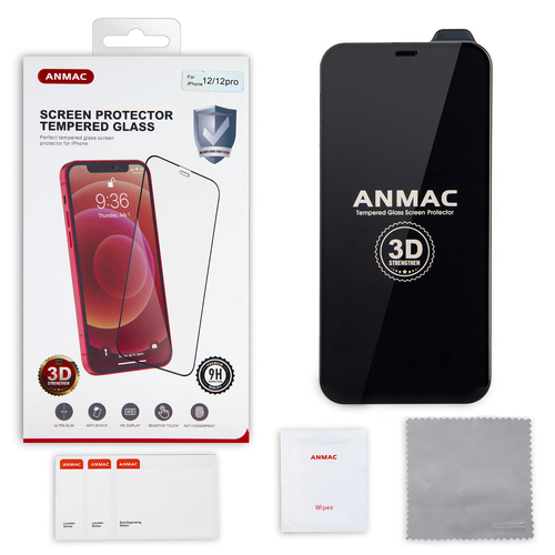Защитное стекло Apple iPhone 12/12 Pro черный 3D Anmac усиленное