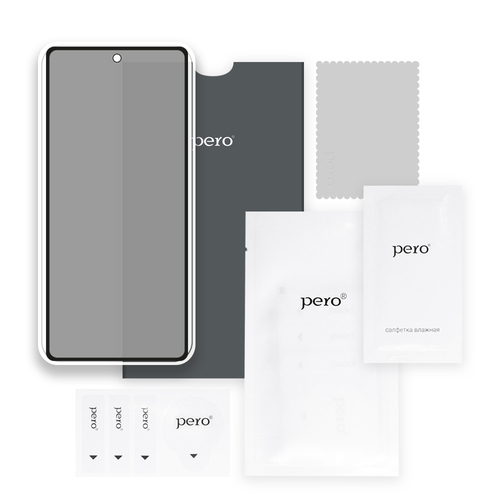 Защитное стекло Tecno Spark 10/10C черный FullGlue антишпион PERO - 3