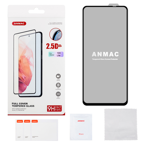 Защитное стекло Huawei Honor 10X Lite/P Smart 2021/Xiaomi Redmi Note 9 Pro/Poco X3 черный FullGlue Cover Anmac