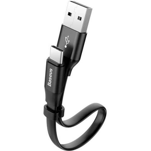 Кабель USB - Type-C Baseus CATMBJ-01 черный плоский 3A 0,23 м.