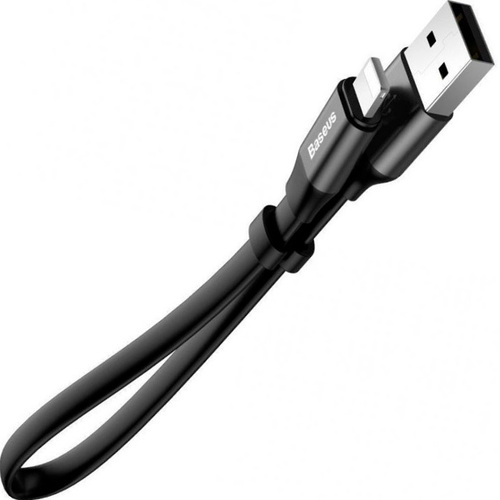 Кабель USB - 8 pin Lightning Baseus CALMBJ-B01 черный плоский 3A 0,2 м.