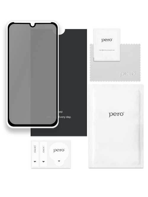 Защитное стекло Xiaomi Poco C50/Poco C51/M4/M5/Redmi A1/A1+/A2/A2+ черный FullGlue антишпион PERO - 3