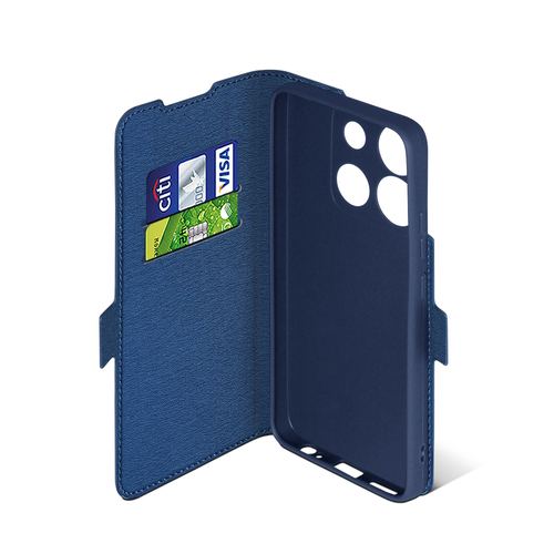 Чехол-книжка Infinix Smart 7 Plus синий горизонтальный DF - 4