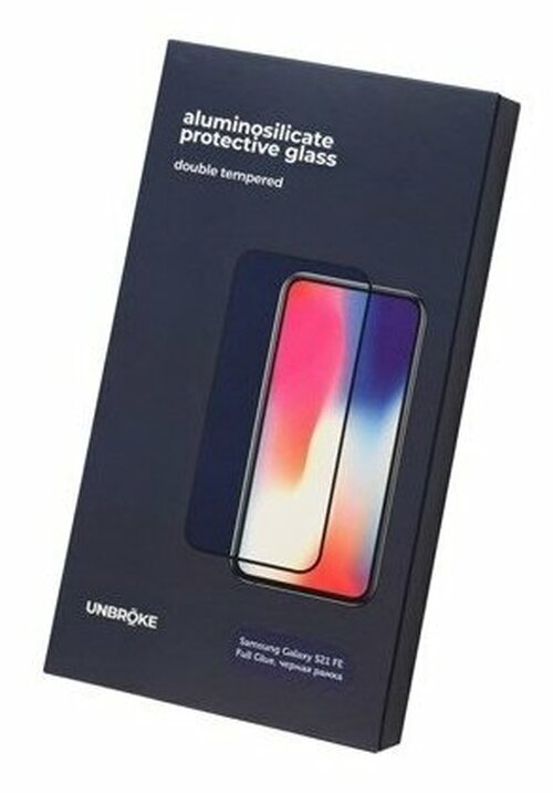 Защитное стекло Samsung S21 FE черный FullGlue алюмосиликатное UNBROKE - 3