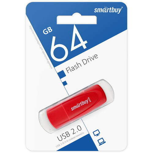Флешка USB SmartBuy 64GB Scout USB 2.0, красный