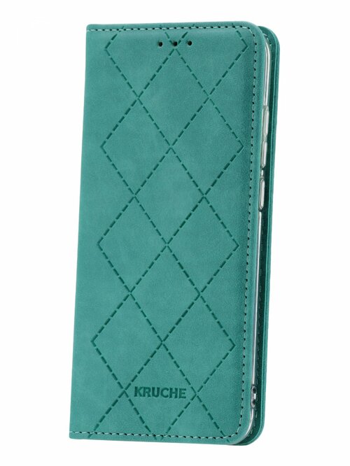Чехол-книжка Samsung A52 бирюзовый горизонтальный Kruche Геометрия Ромбы