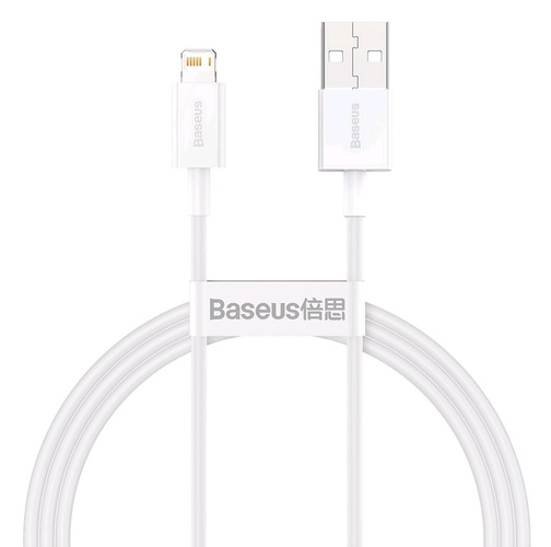 Кабель USB - 8 pin Lightning Baseus CALYS-A02 силикон белый круглый 2.4A 1 м.