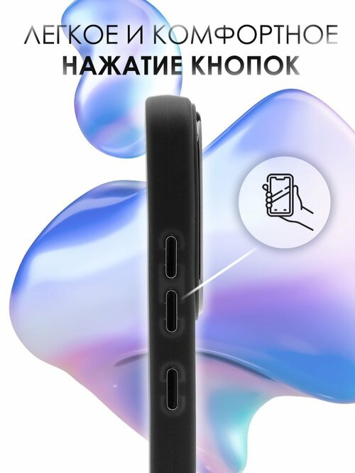 Накладка Samsung A32 4G черный матовый полупрозрачный с защитой камеры силикон+пластик Kruche Однотонный - 5