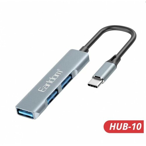 USB разветвитель Earldom ET-HUB10 3 порта, USB 3.0 кабель Type-C, металл - 2