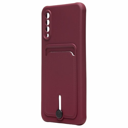 Накладка Samsung A30s/A50/A50s бордовый с выталкивателем карты силикон С кардхолдером - 2