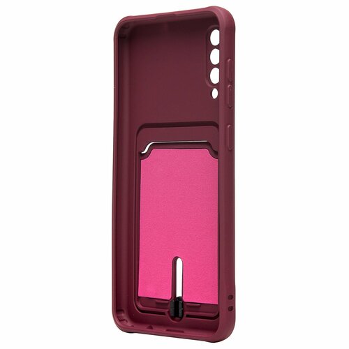 Накладка Samsung A30s/A50/A50s бордовый с выталкивателем карты силикон С кардхолдером - 3