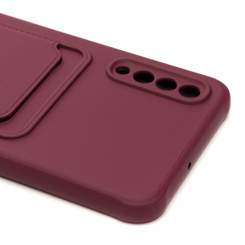 Накладка Samsung A30s/A50/A50s бордовый с выталкивателем карты силикон С кардхолдером - 4