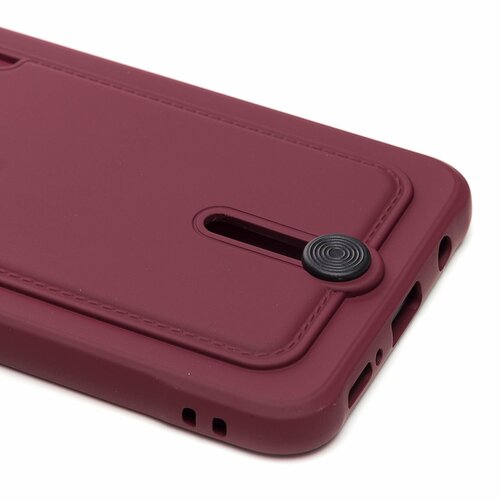 Накладка Samsung A30s/A50/A50s бордовый с выталкивателем карты силикон С кардхолдером - 5