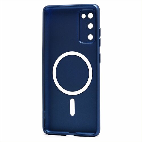 Накладка Samsung S20 FE темно-синий матовый со стеклами на камере силикон SafeMag - 3