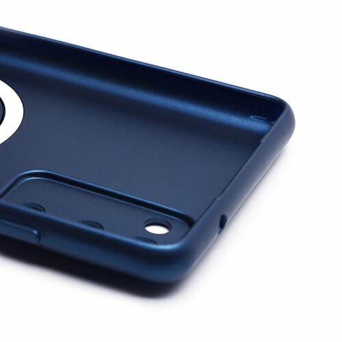 Накладка Samsung S20 FE темно-синий матовый со стеклами на камере силикон SafeMag - 6