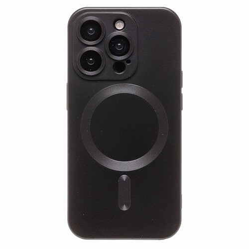 Накладка Apple iPhone 15 Pro черный матовый со стеклами на камере силикон SafeMag