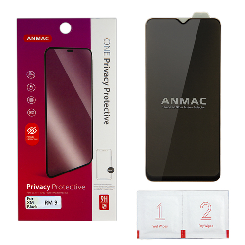 Защитное стекло Xiaomi Poco M3/Redmi 9/9T черный FullGlue антишпион Anmac