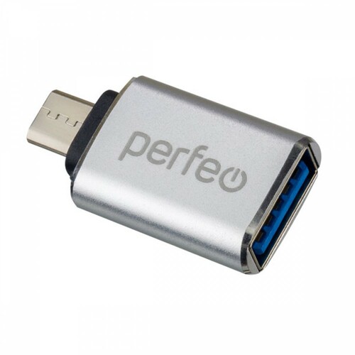 Переходник OTG micro USB - USB Perfeo O012 серебро