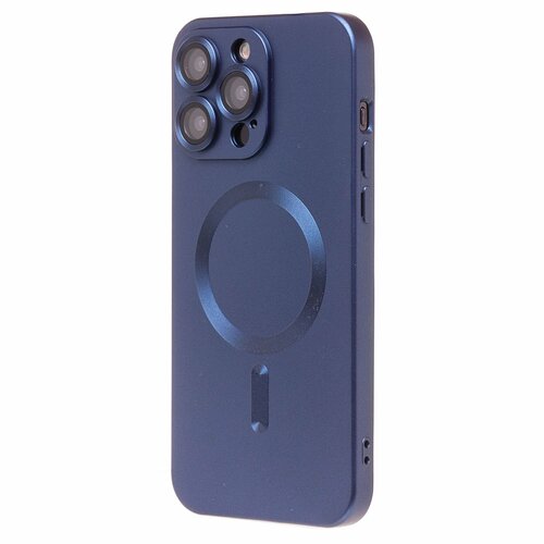 Накладка Apple iPhone 15 Pro Max темно-синий матовый со стеклами на камере силикон SafeMag - 2